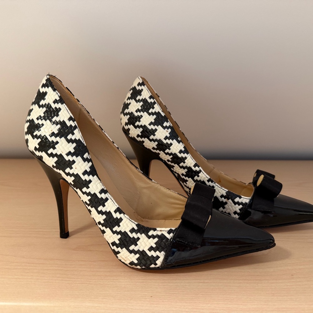 Kate Spade Black and White Houndstooth Heels